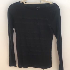 Black cotton top with lace detail